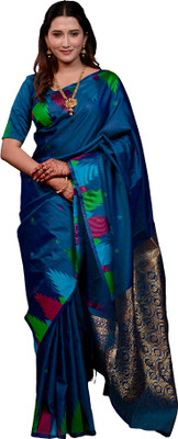 GATISHVAM TEXTILE Printed Banarasi Art Silk Saree(Blue)