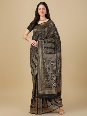 RekhaManiyar Embellished Bollywood Art Silk Saree(Black)