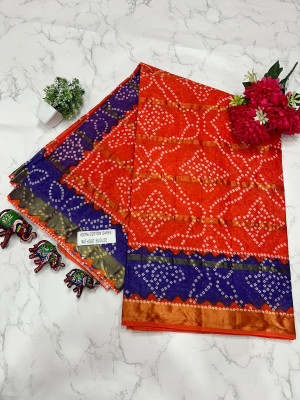 KRISHNA NX Printed Daily Wear Pure Cotton Saree(Orange)
