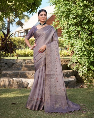 RekhaManiyar Printed Bollywood Cotton Silk Saree(Purple)