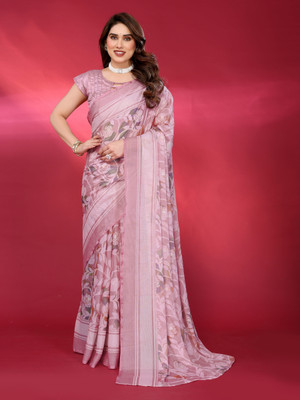 Divastri Printed Manipuri Brasso Saree(Pink)