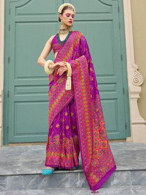 Sareemall Printed Banarasi Silk Blend Saree(Magenta)