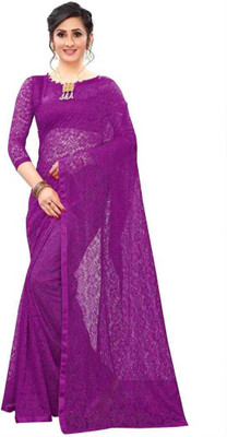 Saadhvi Self Design Bollywood Net Saree(Purple)