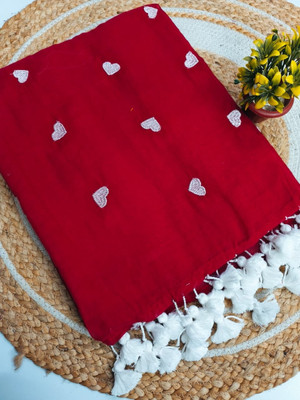 SP Boutique Self Design Handloom Cotton Silk Saree(Red)