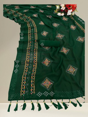 PRIMEFORCE Embroidered Bollywood Georgette Saree(Green)