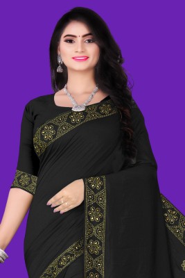 SHIVAYFAB Self Design Bollywood Art Silk, Chiffon Saree(Black)