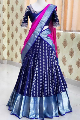 Kiyan Creation Printed Semi Stitched Lehenga Choli(Blue)