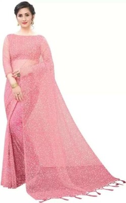 renukas Self Design Bollywood Net Saree(Pink)