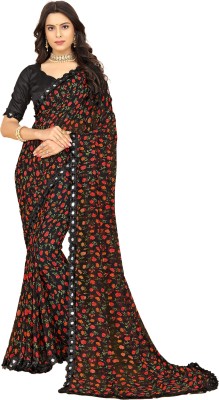 Rangita Printed Daily Wear Georgette Saree(Black)