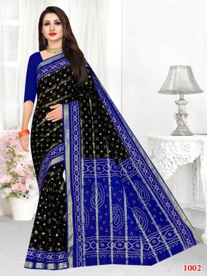 SARITA SAREES Printed Daily Wear Pure Cotton Saree(Black)