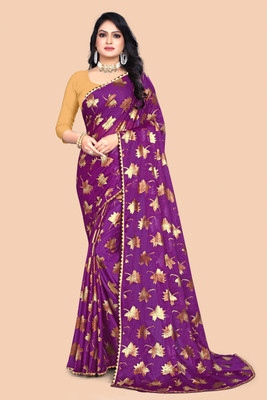 TRIMURTIPRINTS Digital Print Daily Wear Lycra Blend Saree(Purple)
