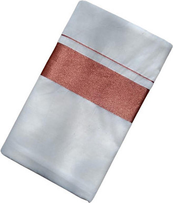 South Weavers Embroidered Kasavu Cotton Blend Saree(Cream)