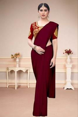 SAMRUDDHI TRENDZ Solid/Plain Bollywood Art Silk Saree(Maroon)