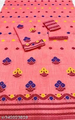 NijEnterprise Woven Mekhela Chador Cotton Blend Saree(Beige)