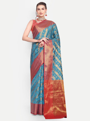 LAVYANSH CREATION Self Design, Woven Banarasi Art Silk, Jacquard Saree(Light Blue)