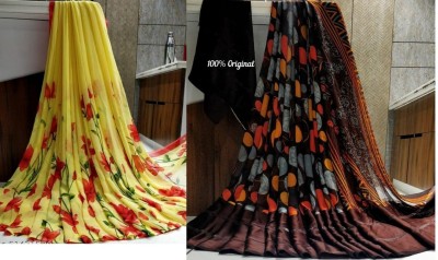 Sita Printed Daily Wear Georgette Saree(Pack of 2, Multicolor)