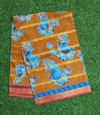 SARITA SAREES Printed Daily Wear Pure Cotton Saree(Mustard)