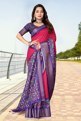 AA ONE ENTERPRISE Printed Hand Batik Cotton Silk Saree(Green)