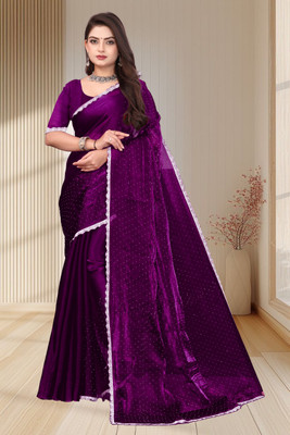 MAHAKALI CLOTHING Embellished Bollywood Silk Blend Saree(Blue)