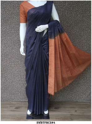 govind handloom Striped Bollywood Viscose Rayon Saree(Blue)