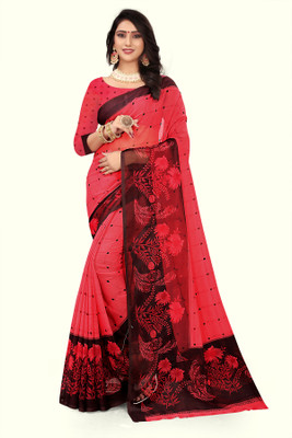 THE PRIVATE LABLE Printed Daily Wear Georgette Saree(Red)