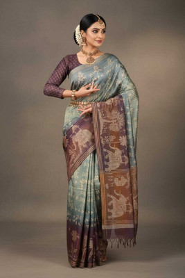 K 5 FASHION Digital Print Bollywood Cotton Silk Saree(Multicolor)