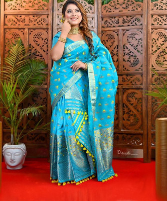 YASA CREATION Woven Mekhela Chador Pure Silk Saree(Multicolor)