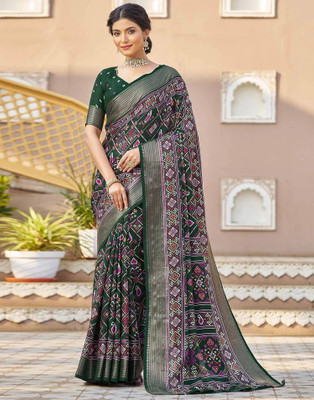 A To Z Cart Printed Banarasi Pure Silk Saree(Green)
