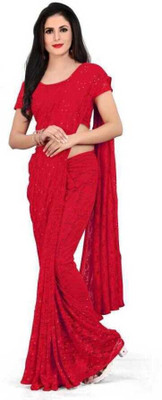 NNexaFashion Self Design Bollywood Brasso Saree(Red)
