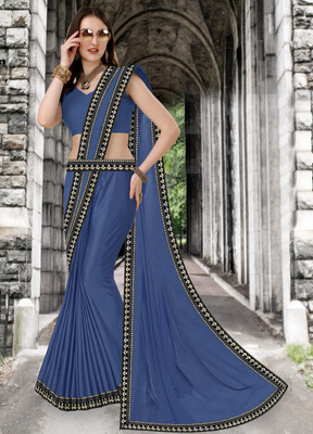 RichEraa Self Design Bollywood Lycra Blend, Chiffon Saree(Grey)