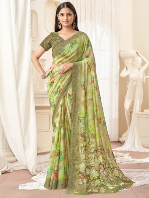 Divastri Printed Bollywood Georgette Saree(Green)