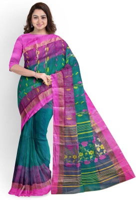 dE Diya Enterprise Self Design Tant Tussar Silk Saree(Pink)