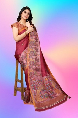 HouseOfCommon Digital Print Mysore Cotton Blend, Art Silk Saree(Multicolor)