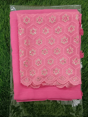 SkyCraftX Self Design Bollywood Georgette Saree(Pink)
