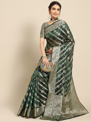 Devkinanndan Self Design Bollywood Organza Saree(Green)