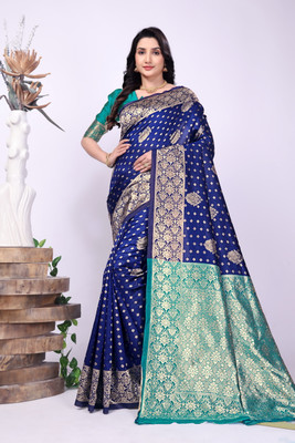 DDRS Fashion Self Design Bollywood Jacquard Saree(Blue)