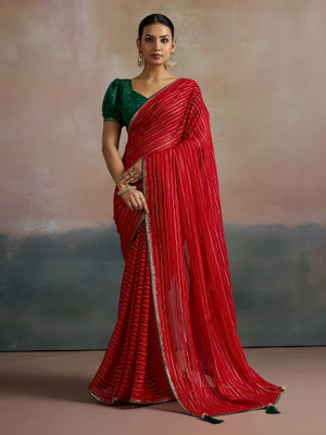 Sareemall Printed Leheria Viscose Rayon Saree(Red)