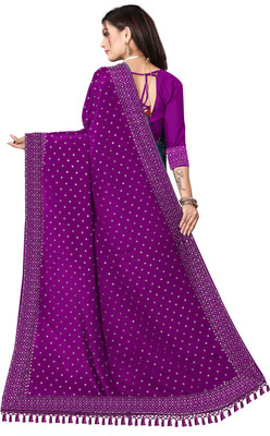 vishnu laxmi creation Self Design Chanderi Art Silk Saree(Purple)