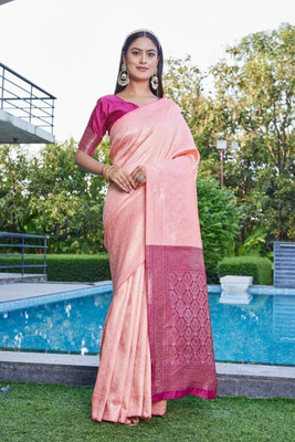 MANJULA SAREE Woven Banarasi Cotton Silk Saree(Cream)