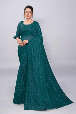 NEXA Printed Banarasi Lycra Blend Saree(Green)