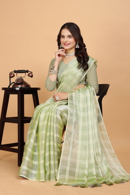 SAADHYA CREATION Embroidered, Solid/Plain Bollywood Chiffon Saree(Light Green)
