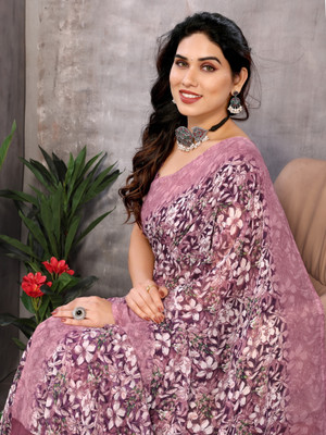 NIRMOHIFASHION Printed Bollywood Georgette Saree(Pink)
