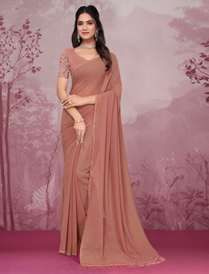 Vrati Creation Solid/Plain Bollywood Georgette Saree(Orange)