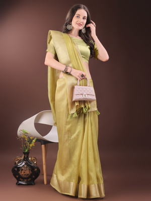 Tasrika Woven Kanjivaram Organza Saree(Yellow)