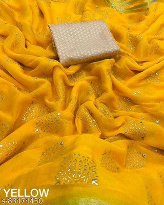 VINIT ENTERPRISE Polka Print Daily Wear Chiffon Saree(Yellow)