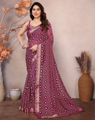 Divastri Solid/Plain Bollywood Georgette, Lace Saree(Purple)