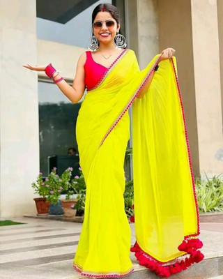 DRIZOMIZ Self Design Bollywood Georgette Saree(Green)