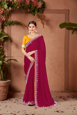 kesri nandan Embellished Handloom Georgette Saree(Yellow)