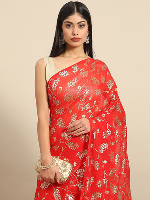 Divastri Woven Bollywood Georgette Saree(Red)
