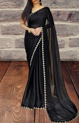 KAKADIYA CREATION Embellished Banarasi Georgette Saree(Black)
